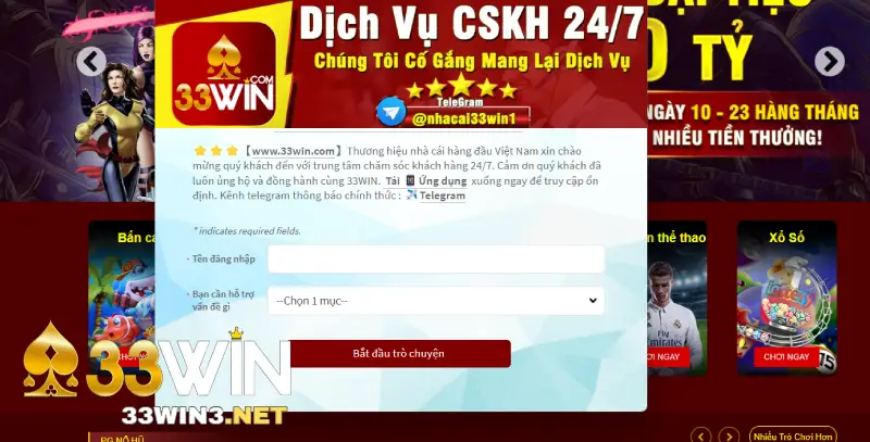 Xử lý quên mật khẩu 33win