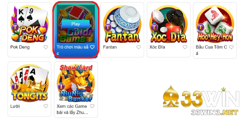 Trò chơi màu sắc 33win