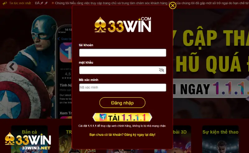 Đăng nhập 33win
