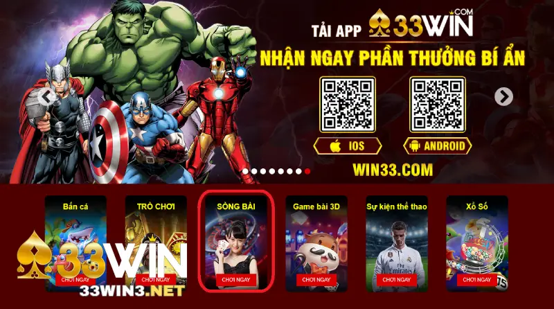 Phần thưởng live casino 33win