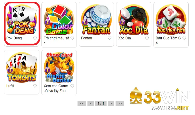Trò chơi Pok Deng 33win