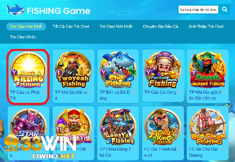Truy cập Câu cá phát tài 33win
